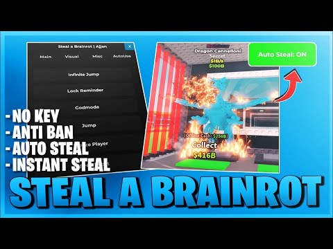 Steal A Brainrot Script ＊NO KEY＊   Instant Steal, New Update, Brainrot Finder & Antikick & More!👾