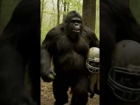 Bigfoot plays football 🏈 #viral #bigfoot #funny #bigfootvlog #foundfootage #vlog #ai #bigfootai