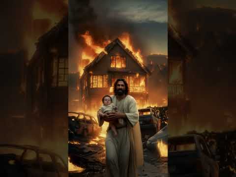Jesus saves the baby from the fire🙏❤️🙏❤️#jesus #jesuschrist #god #baby #amen #shorts #love #edit