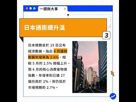 美國聯準會釋出鴿派訊號、台積電法說會、日本通膨續升溫、台股單週蒸發 3.31 兆，哪個是你最在意的 #一週微大事 2024.07.15-07.19