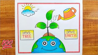 Van Mahotsav Drawing Easy / Save Tree Save Earth Drawing / Save Environment Poster / Van Mahotsav