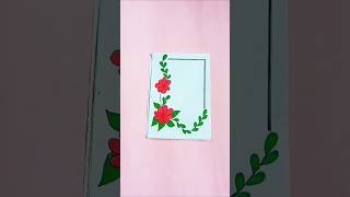 Red Flowers & Leaf 🌿✨🍒 School project Front page design #shorts #schoolproject #borderart #ytshorts