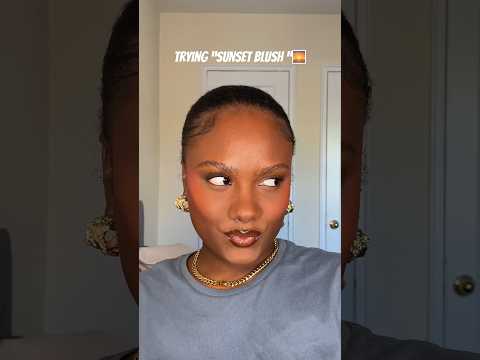 Trying sunset blush🌅 #makeuptutorial #makeup #blackgirlmakeup #darkskinmakeup #makeuplook