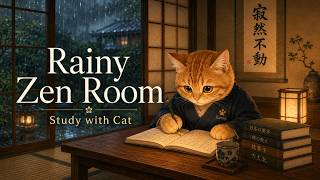 Study with Cat in a Rainy Zen Room 🎋 | Ambient Japanese BGM
