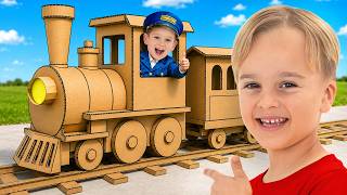 Cardboard Train Adventure for kids with Chris