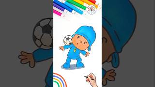 Pocoyó Drawing | Learn to Draw Pocoyo Playing Football 🌈⚽️ #pocoyo #drawing #football