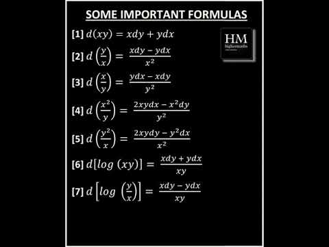 Some important formulas of Differential calculus #shorts