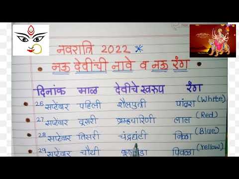 नवरात्रि नऊ देवींची नावे,नऊ रंग,तारीख/Nvratri 2022/Nvratri nine colours/nvaratri colours date wise