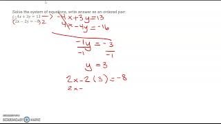 Solve system of equations with elimination