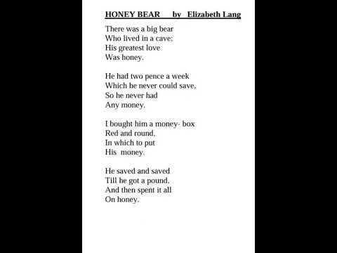 Honey bear by Elizabeth Lang/English day competition 2024/Grade 04/Poetry Recitation