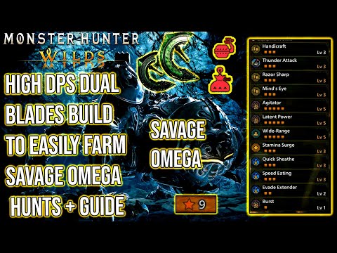 MH Wilds Dual Blades build to EASILY FARM SAVAGE OMEGA | Full Hunt Walkthrough | Thunder Attack |