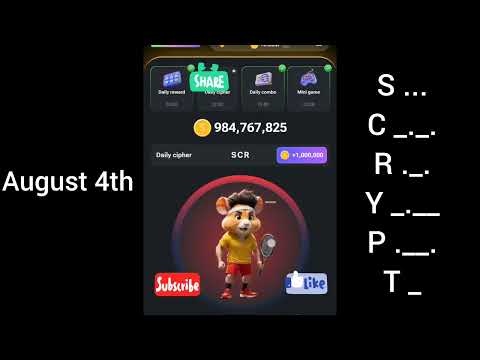 HAMSTER KOMBAT | Daily Cipher | How to solve  August 4th Hamster Kombat Daily Cipher
