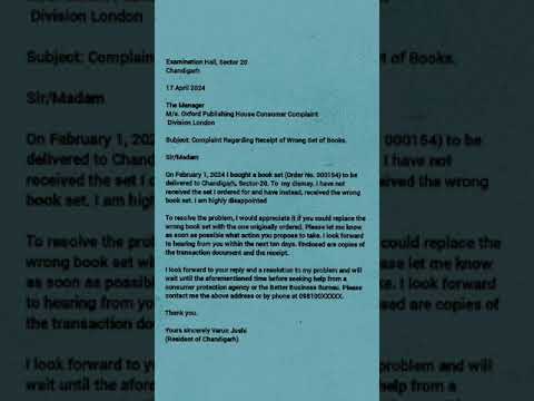 Complaint letter, regarding delivery of wrong set of books,English grammar
