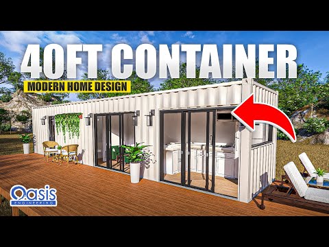 Modern 40ft Container Home Design | 1 Bed, 1 Bath with Wraparound Deck | by Oasis Engineering