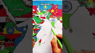 Draw Flag Map of Maldives 🇲🇻 #maldives
