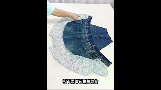Jeans transformation process #old clothes transformation #sewing routine #tailor #easy to learn ser