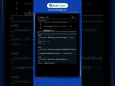 Master Python: Sum of n Consecutive Numbers in 1 Line 🐍🔢 | StudyTrigger