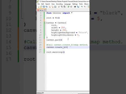 How to Add a Bitmap to the Canvas in Python Tkinter (Short) #coding #pythongui #tkinter