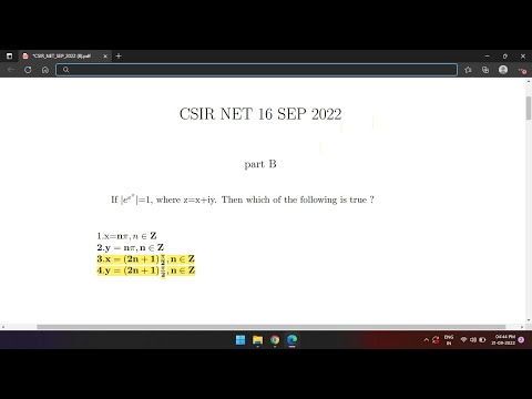 CSIR NET 16 sep 2022 Part B Complex Analysis