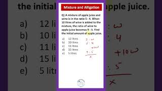 Mixture and Allegation Short | Quantitative Aptitude |  #mathstricks  #aptitudetricks #maths