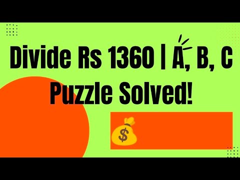 Aptitude Math Trick | Share of Rs 1360 among A, B & C | Easy Shortcut. 