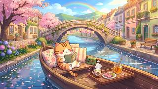 Calm Riverside Boat Study with Cat 🌸 Soft Lofi Beats 🌿 Soft Lofi Music to Calm & Peaceful Day