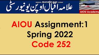 AIOU Code 252-1 Solved Assignments Spring 2022