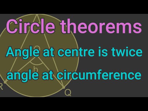 Circle theorems - angle at centre of circle is twice angle at circumference