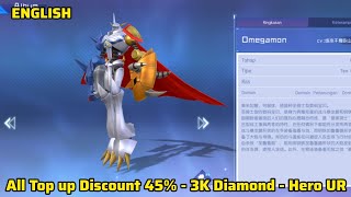 Gameplay Digimon Code RPG - All Top up Discount 45% - Hero UR - 3K Diamond ( X7Game )