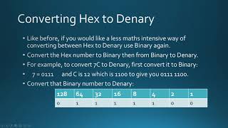 7 Number Systems - Hexadecimal to Denary GCSE Computer Science AQA