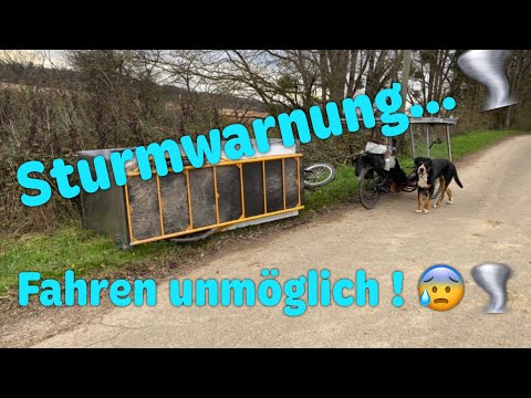 Fahrradwohnwagen und Sturm - verträgt sich das ???  (Mal ja, mal nein!) 😬🙉🌪💨