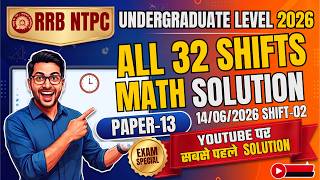 RRB NTPC UG 2026 Math Solution 🔥 | 14 June 2026 Shift -2 Full Paper Solution by Sudhir Sir