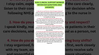 NHS Clinical support worker interview questions and answers  #supportworker #jobinterview #interview