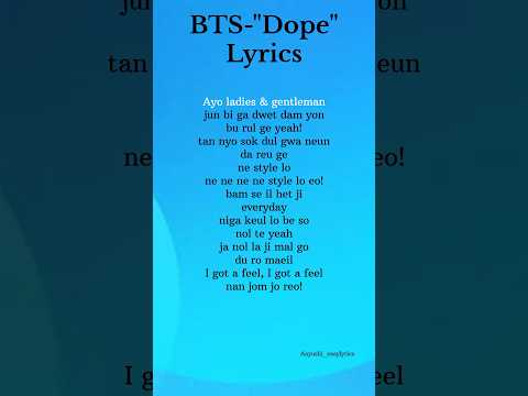 BTS-"Dope" Song Lyrics #bts #song #shorts #lyrics