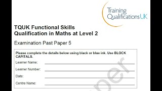 Functional Skills Maths L2 Examination Paper 5 TQUK