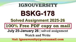 BSKG 178 solved assignment 2025-26 in Hindi || bskg 178 solved assignment 2026 || ignou bskg178