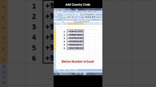 Add country code before number in excel | vanktesh computer | #shorts #excel #countrycode #tricks