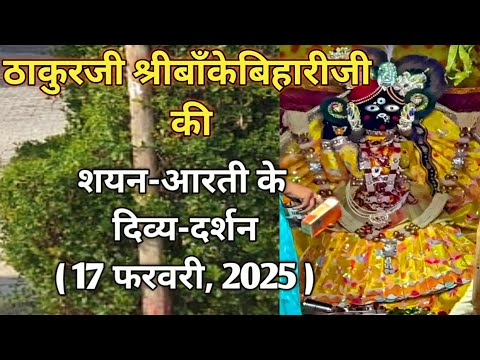 ⚜️श्रीबाँकेबिहारीजी की शयन-आरती के दर्शन ||[17फरवरी, 2025]⚜️🌺 #youtube#radha#laddugopal#bankebihari🌺