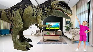 Dinosaur Stories for Kids | Stephi's Dinosaur Toys Become Alive In Her House