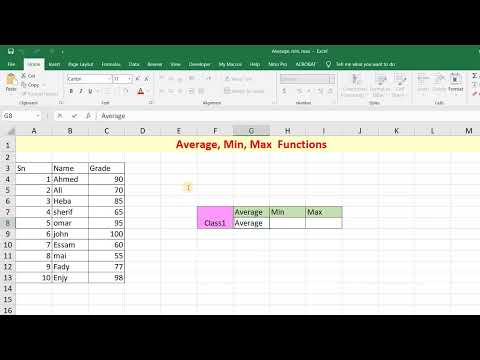 Average, min, max Excel functions