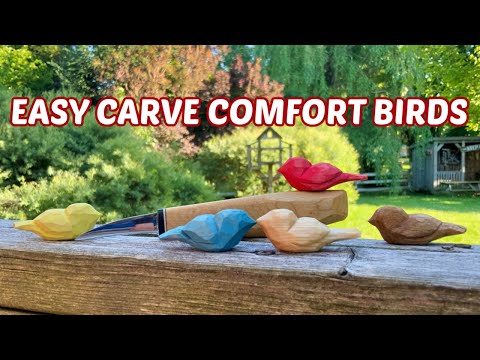 How to Carve Tiny Comfort Birds - Simple Knife Only Woodcarving Tutorial