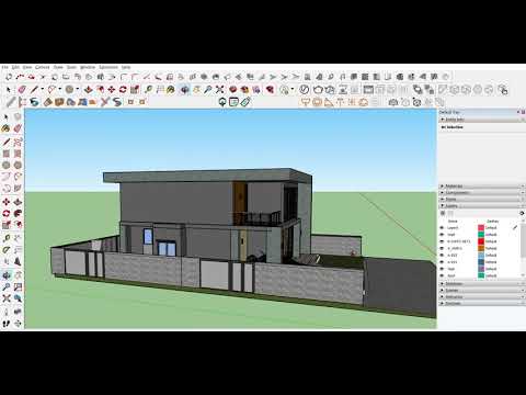 Sketchup - 2 Story House, Contemporary Style.