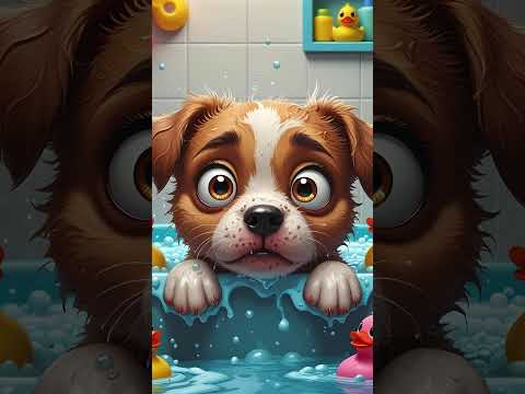 Puppy’s First Bath! 🛁🐶 | Cute Mini Story for Kids #PuppyBath #kidsstories  #ToddlerFun #cutecartoon
