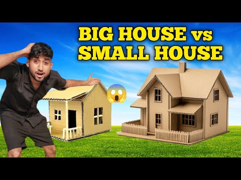 Big vs Small Cardboard House 🏠 Overnight Survival Challenge | MR CRAZY LAB 2.0