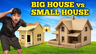 Big vs Small Cardboard House 🏠 Overnight Survival Challenge | MR CRAZY LAB 2.0