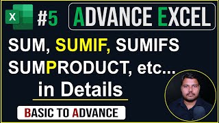Ms Excel Functions sum, sumif, sumifs, sumproduct and more |Tutorial for beginners| Lecture-5 UPCISS