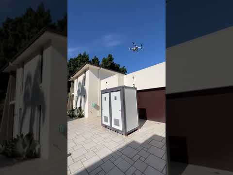 BTS drone footage of the Express Portables Double Toilet