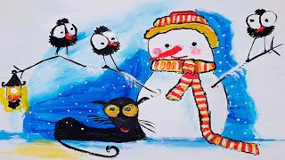 Acrilic Painting  🎨 SNOWMAN & COMPANY 🎨| How to Draw | Magic Paintings