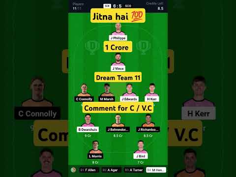 Sydney Sixer vs Perth Dream11 Team || SIX vs SCO Dream11 Prediction || SS vs PS Dream11 || #BBL