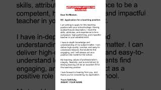 APPLICATION LETTER for TEACHERS! (How to write a TEACHER COVER LETTER!) #applicationletter